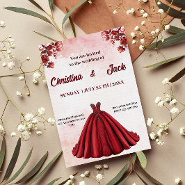 Convites Casamento Romântico de Design Floral Burgundy Ball