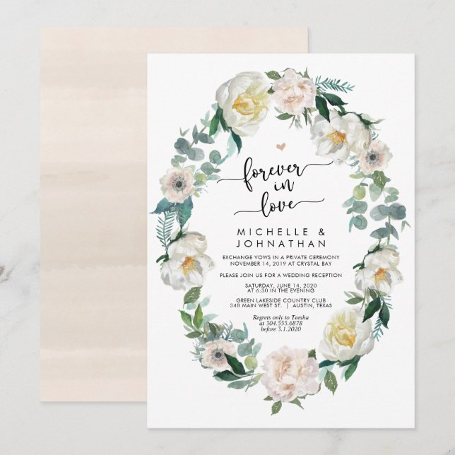 Convites Casamento Romântico de Elopement de Primavera Perf (Frente/Verso)