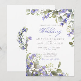 Convites Casamento Romântico de Eucalipto e Lavanda