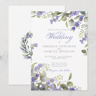 Convites Casamento Romântico de Eucaliptos e Lavandas