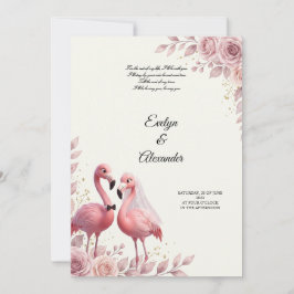 Convites Casamento Romântico de Flamingo