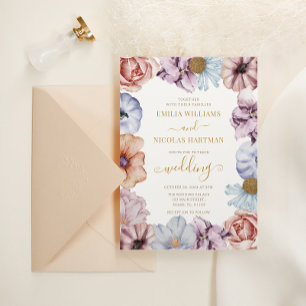 Convites Casamento Romântico de Floral de Outono Tudo em Um
