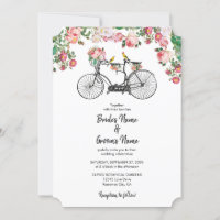 Casamento Romântico de Flores de Bicicletas e Aves