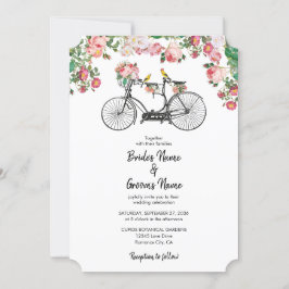 Convites Casamento Romântico de Flores de Bicicletas e Aves