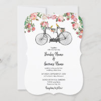 Casamento Romântico de Flores de Bicicletas e Aves