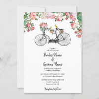 Casamento Romântico de Flores de Bicicletas e Aves