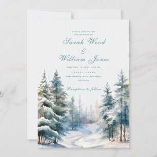 Convites Casamento romântico de florestas de inverno