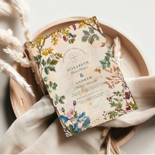 Convites Casamento Romântico de Folhagem de Woodland