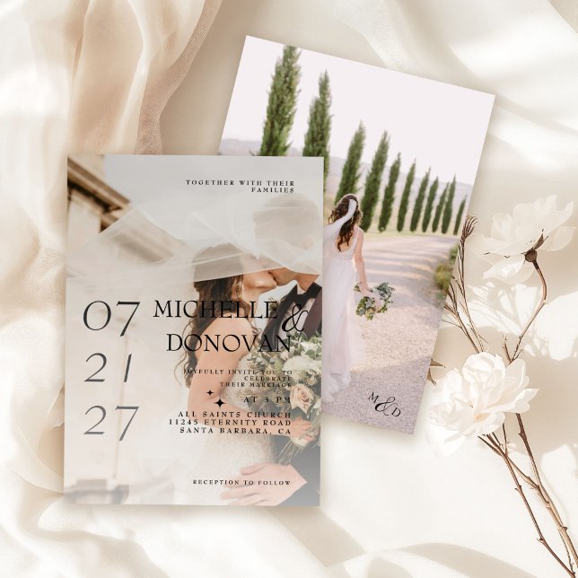 Convites Casamento Romântico de Fotografias de Sobreposição (Criador carregado)