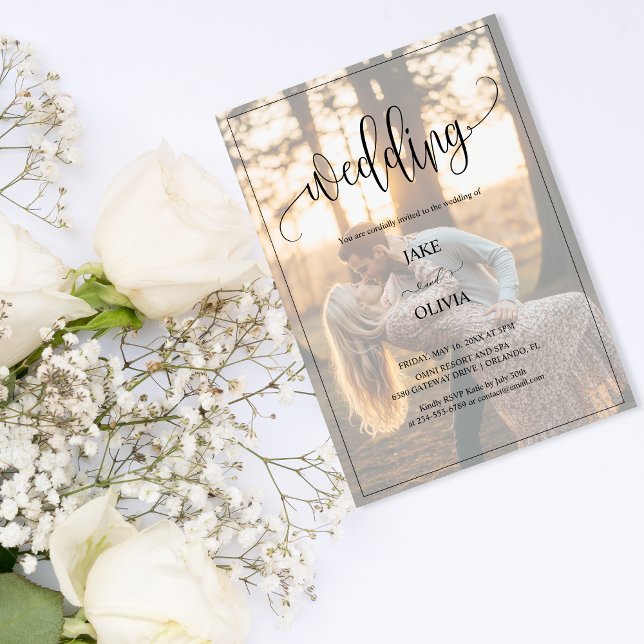 Convites Casamento Romântico de Fotografias do Elegante 2 S (Criador carregado)