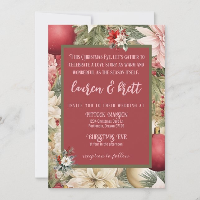 Convites Casamento Romântico de Fotos da Elegante Véspera d (Frente)