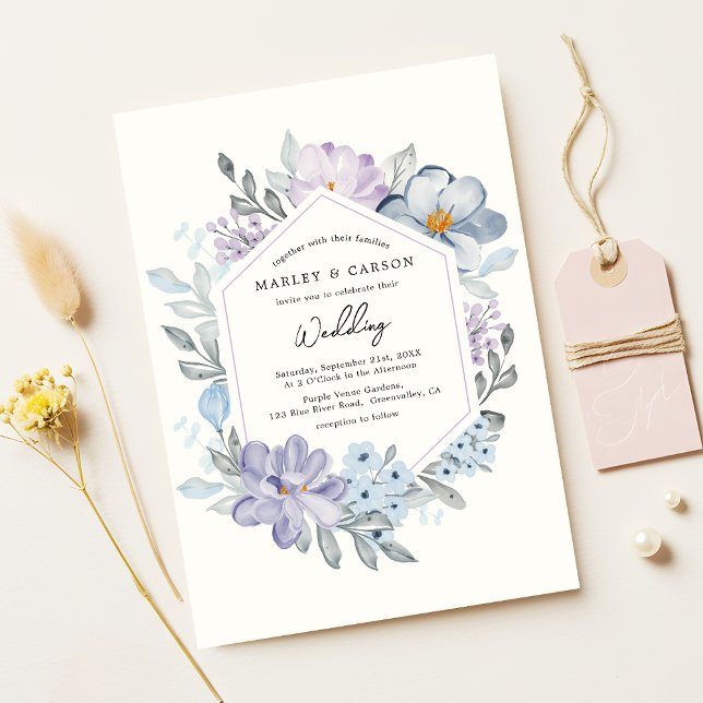 Convites Casamento Romântico de Frame Floral de Blush Botân (Criador carregado)