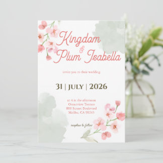 Convites Casamento Romântico de Jardim com Flora de Primave