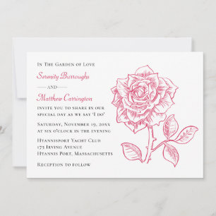 Convites Casamento Romântico de Jardim de Rosas Vermelhas F
