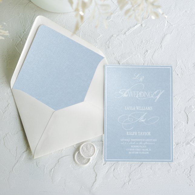 Convites Casamento Romântico de Luxo Pérola Azul (Criador carregado)