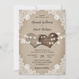 Convites Casamento Romântico de Luzes de Burlap Camundongos