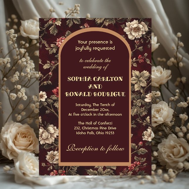 Convites Casamento Romântico de Natal Clássico com Chinoise (Classic Christmas Chinoiserie Romantic Wedding Invitation)