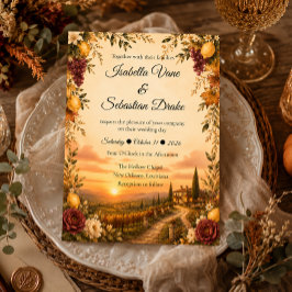 Convites Casamento Romântico de Outono Rústico Toscano