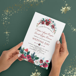 Convites Casamento Romântico de Pinheiros Florais de invern