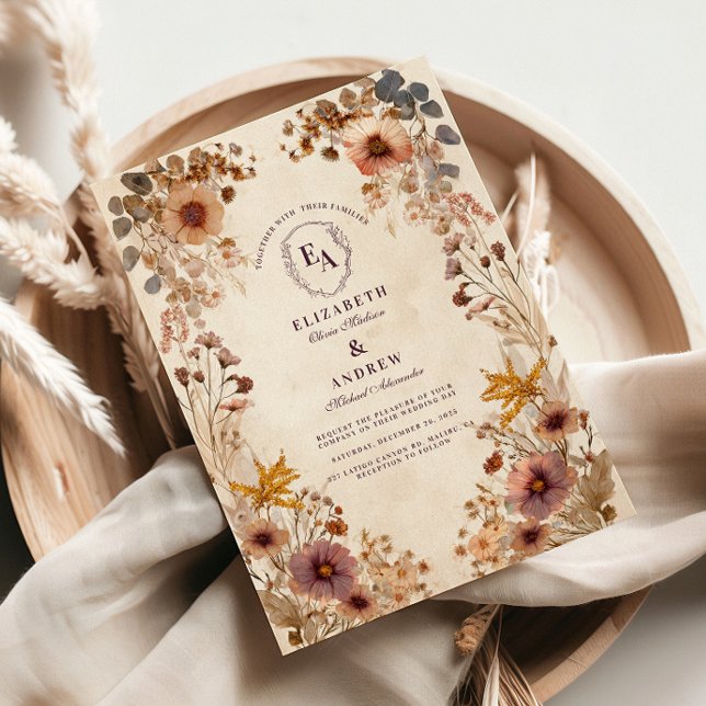 Convites Casamento Romântico de Prados Selvagens (Criador carregado)