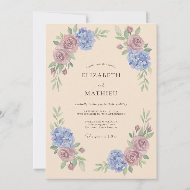 Convites Casamento Romântico de Primavera com Champanhe (Frente)
