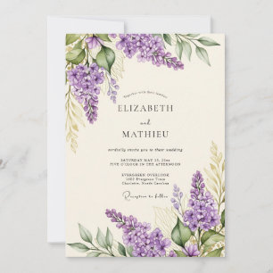 Convites Casamento Romântico de Primavera com Lilás