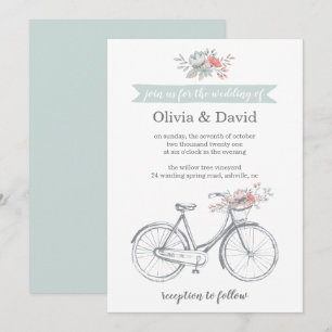 Convites Casamento Romântico de Primavera de Jardim da Bici