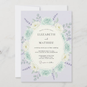 Convites Casamento Romântico de Primavera em Verde Menta