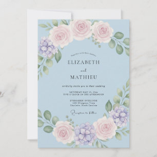 Convites Casamento Romântico de Primavera no Azul Céu