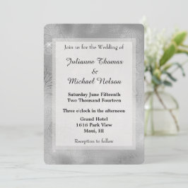 Convites Casamento Romântico de rendas prateadas