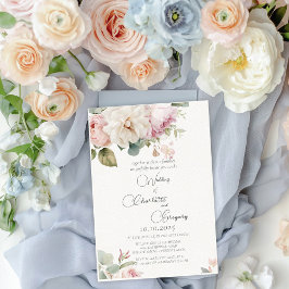 Convites Casamento romântico de rosas de aquarelas florais