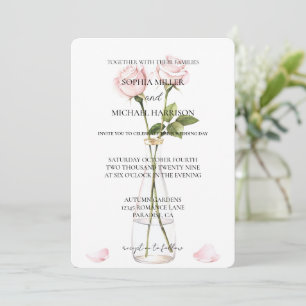 Convites Casamento Romântico de Rosas Rosa Floral Vase