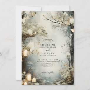 Convites Casamento Romântico de Velas - Floresta Encantada