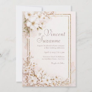 Convites Casamento Romântico do Flor Branco Suave