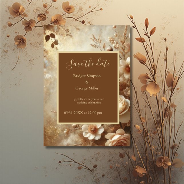 Convites Casamento Romântico Dreamy Floral Salve a Data (Criador carregado)