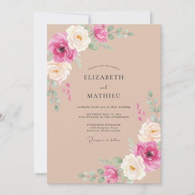 Convites Casamento Romântico e Sedutor Latte (Frente)