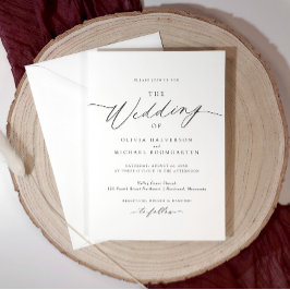 Convites Casamento Romântico Elegante Caligrafia Delicada
