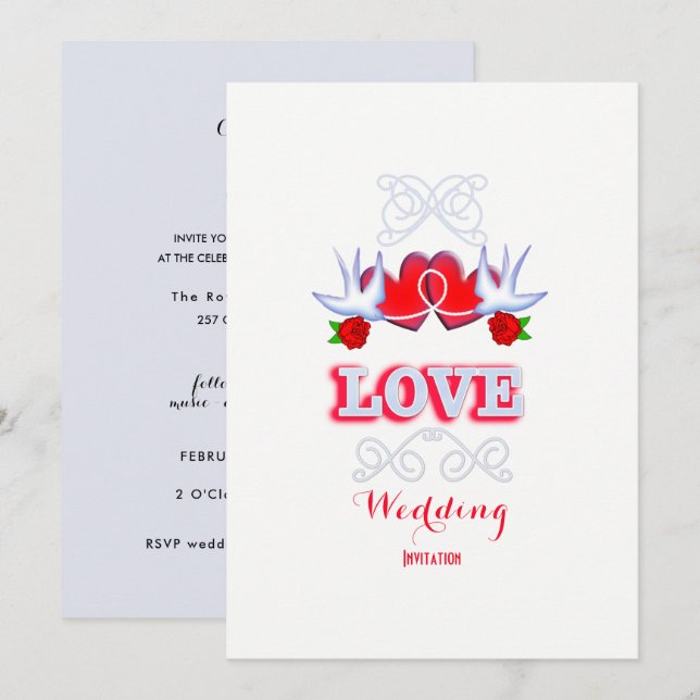 Convites Casamento Romântico Elegante de casando (Frente/Verso)