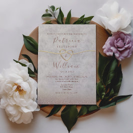 Convites Casamento Romântico Elegante em Rosa Dourado