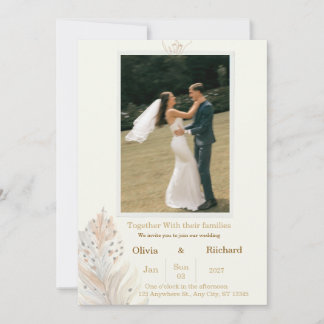Convites Casamento Romântico Elegante Minimalista
