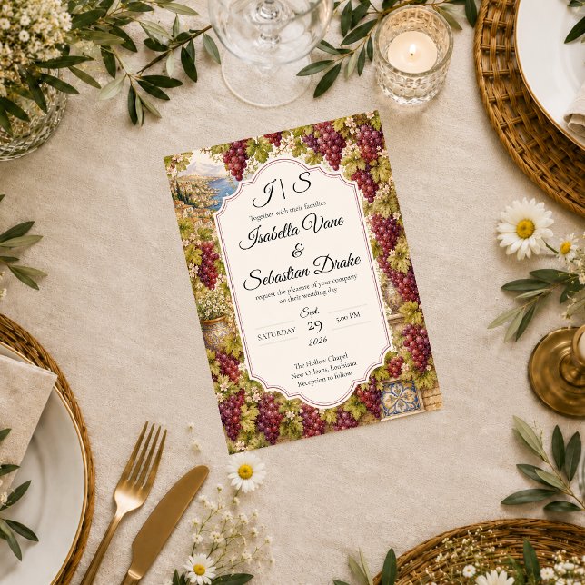Convites Casamento Romântico em Vinhedo (Criador carregado)