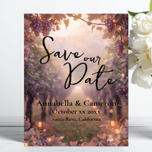Convites Casamento Romântico em Vinícola Save the Date