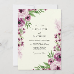 Convites Casamento Romântico Encantador de Ameixa