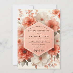Convites Casamento Romântico Flor de Coral
