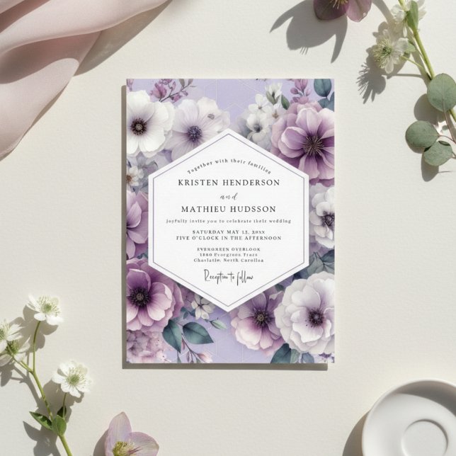 Convites Casamento Romântico Flor de Lavanda (Criador carregado)