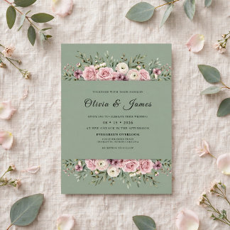Convites Casamento Romântico Flor de Oliveira