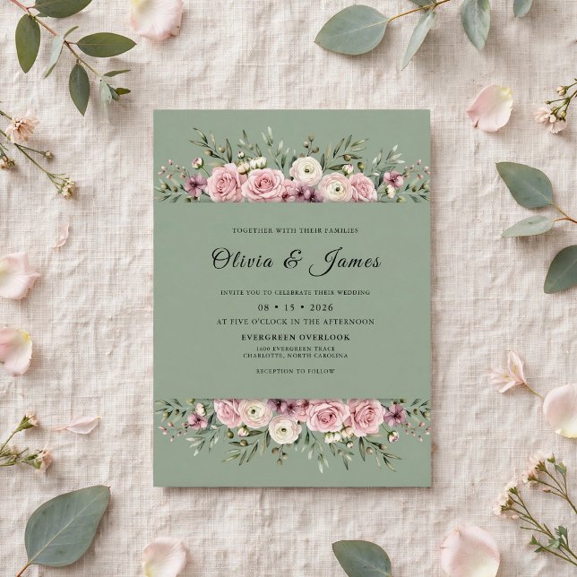 Convites Casamento Romântico Flor de Oliveira (Criador carregado)