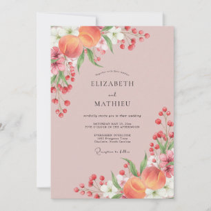 Convites Casamento Romântico Florada Bege Rosa