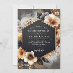 Convites Casamento Romântico Floral Âmbar Temperamental