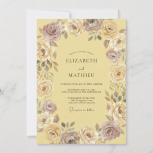 Convites Casamento Romântico Floral Creme Malva